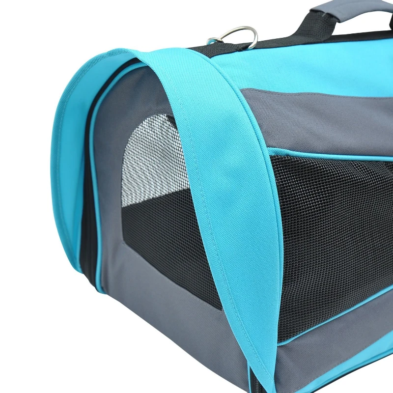 PawHut Airline Travel Carrier Pet Dog Cat Bag Mesh Crate Tote Transport Foldable