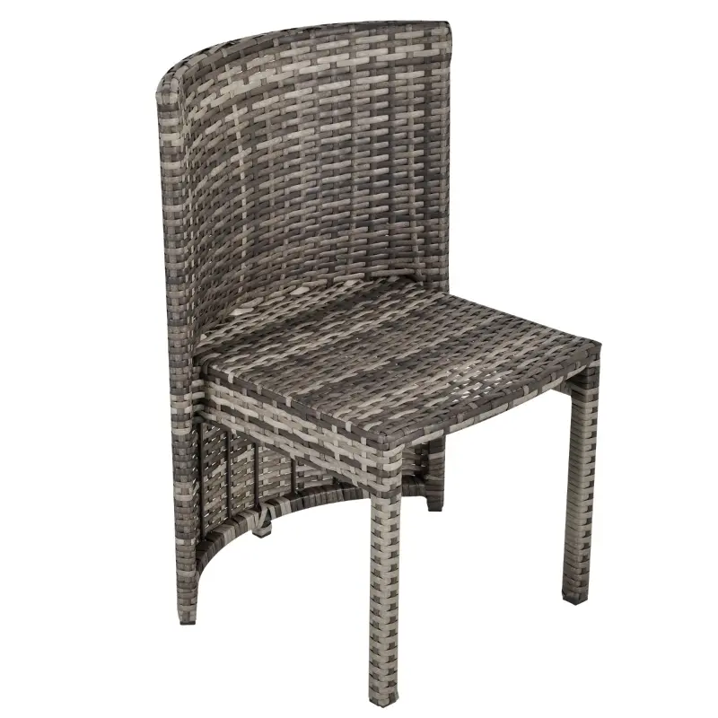 Outsunny 3 PCS Outdoor Rattan Wicker Bistro Set with Storage Shelf, Glass Top Table, Soft Cushioned Chairs and Space Saving Design, Patio Conversation Set for Garden Backyard Porch, Grey