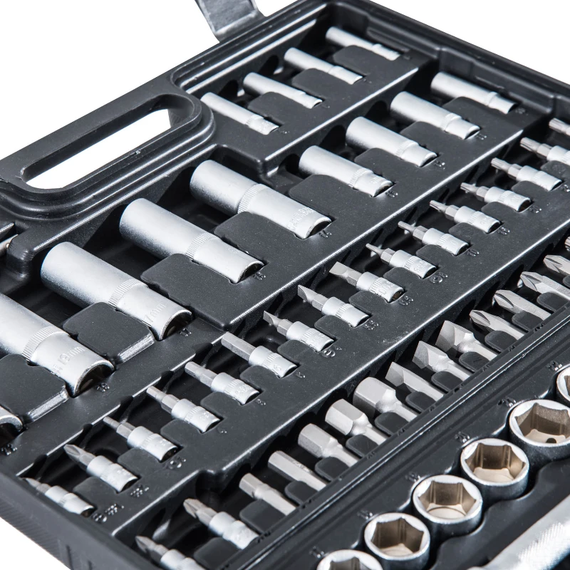 Open Box HomCom 108pc Mechanic's Socket and Ratchet Wrench Tool Kit