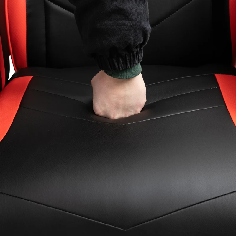 Vinsetto High Back Racing Style Gaming Chair, PU Leather Gamer Recliner Chair with Swivel Pedestal Base, Adjustable Footrest, and Head Pillow, Red