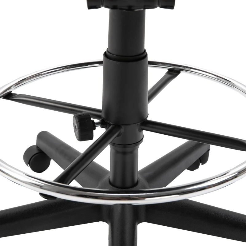 Vinsetto Ergonomic Studio Mid-Back Draft Chair with Adjustable Seat Height, Foot Ring, Armrest, 360° Swivel - Polyester