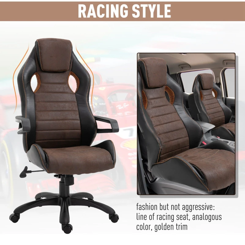 Vinsetto Swivel Racing Game Office Rocking Chair PU Leather Adjustable Height  Brown