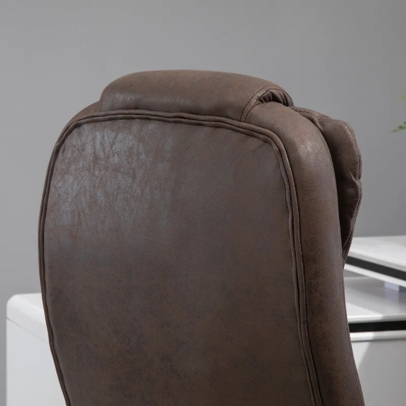 Vinsetto 6 Point Vibration Massage Office Chair with Heat, High Back Executive Office Chair with Padded Armrests, Microfiber Reclining Computer Chair, Coffee