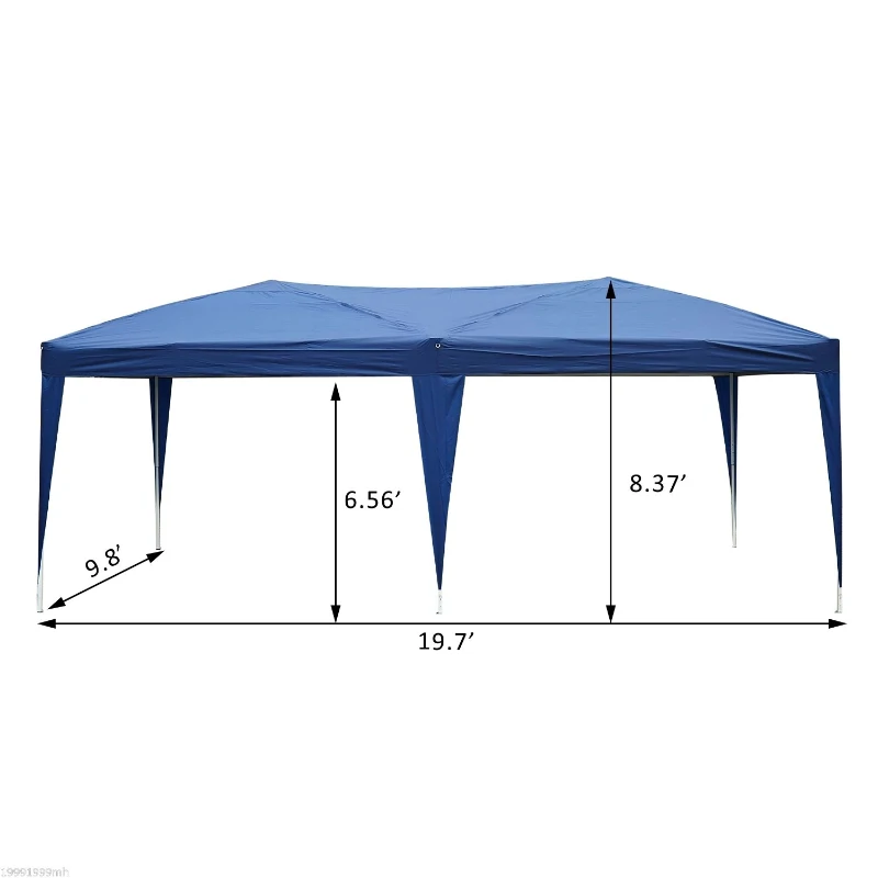 Outsunny 10'x20' Foldable Pop Up Party Tent Outdoor Patio Gazebo Canopy  Market Tent without Walls, Oxford Canopy (Blue)