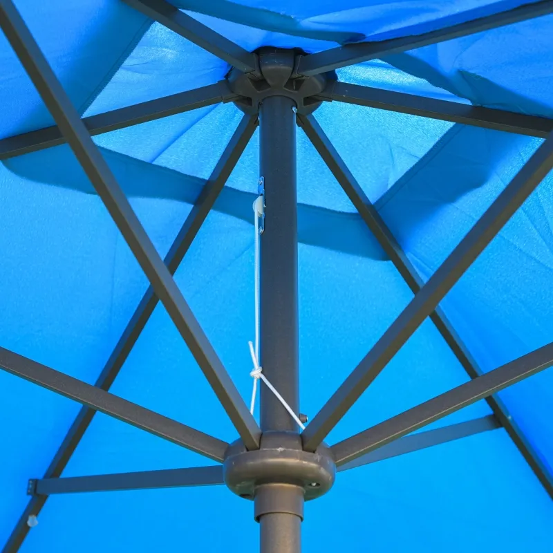 Outsunny 6.5x10ft Patio Umbrella Rectangle Solar Powered Tilt Aluminum Outdoor Market Parasol with LEDs Crank (Turquoise)