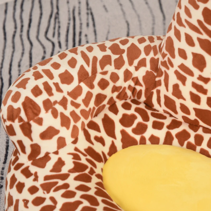 Qaba Giraffe Kids Chair Sofa Flannel Covered Armchair Stick Horse Child Chair with Padded Seat for 18-36 Months - Brown