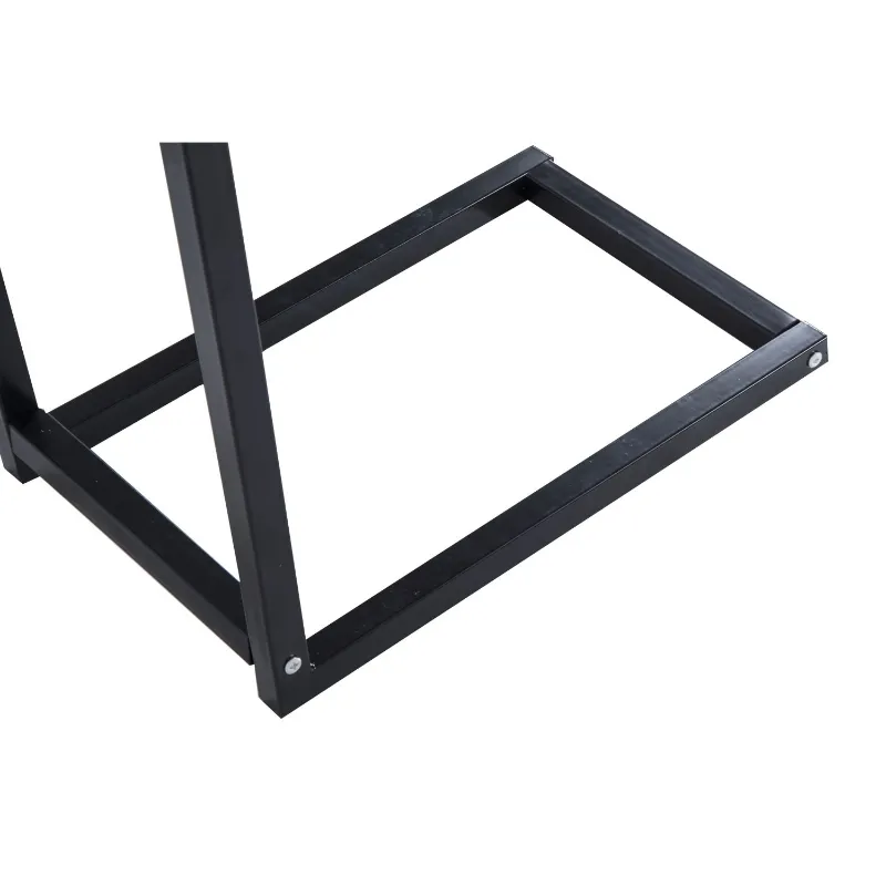 HOMCOM 24" Sofa Side End Table, C Shaped Coffee Tray Couch Table with Steel Frame, Portable Laptop Snack Table for Living Room, Dark Walnut