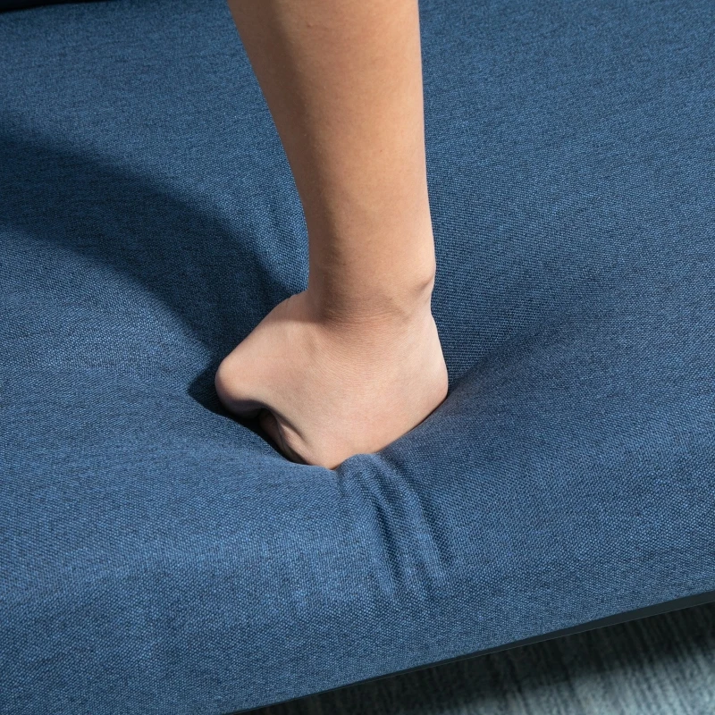 HOMCOM Single Person Chaise Lounger, Modern Sofa Bed with 5 Adjustable Positions, 2 Large Pillows, and Birch Legs, Blue