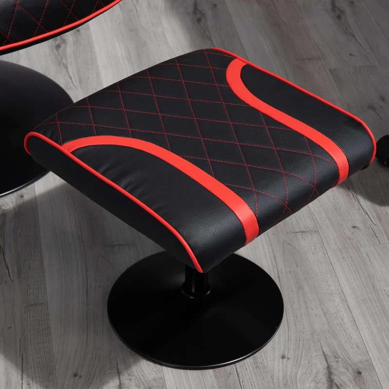 Vinsetto High Back Video Gaming Recliner with Ottoman, Racing Style PC Computer Office Chair, Swivel with Headrest & Lumbar Support, Adjustable Height, Black/Red