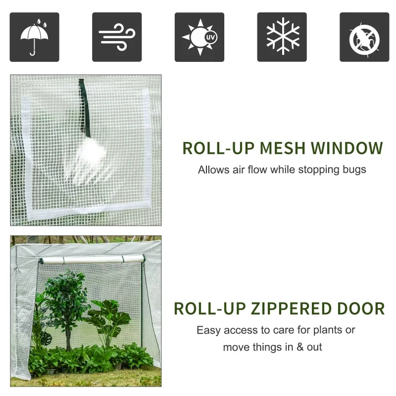 Outsunny 79" x 29" x 66" Walk-in Garden Greenhouse Patio Hot House with Durable Steel Frame Outdoor Tomato Plant House White