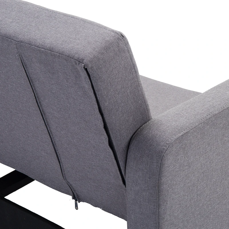 HOMCOM 2 In 1 Sofa Bed Compact 3 Seater Couch Convertible Dorm Lounge Sleeper Padded Linen Upholstery Grey