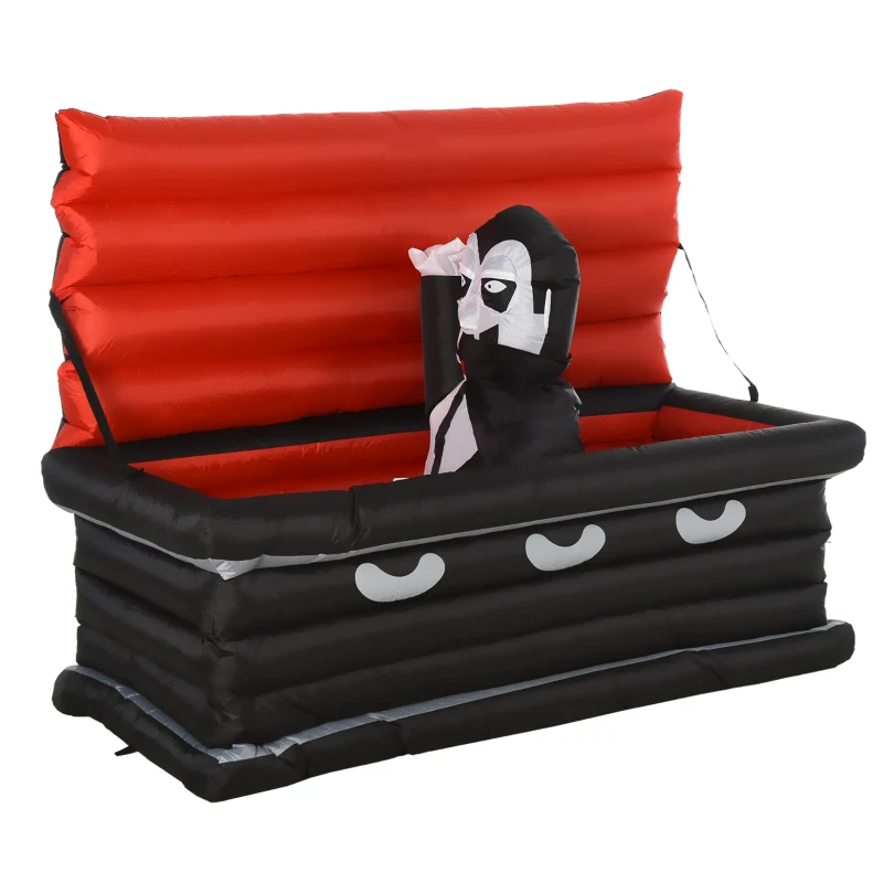 HOMCOM 6'  Halloween Inflatable Vampire Emerging Coffin LED Lights Indoor Outdoor Decoration