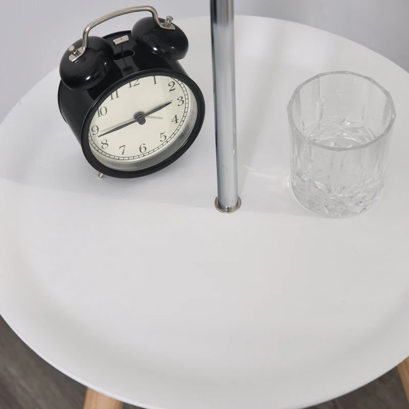 HOMCOM Modern Floor Lamp with Wood Legs Extra Shelf E26 Base for Living Room Bedroom