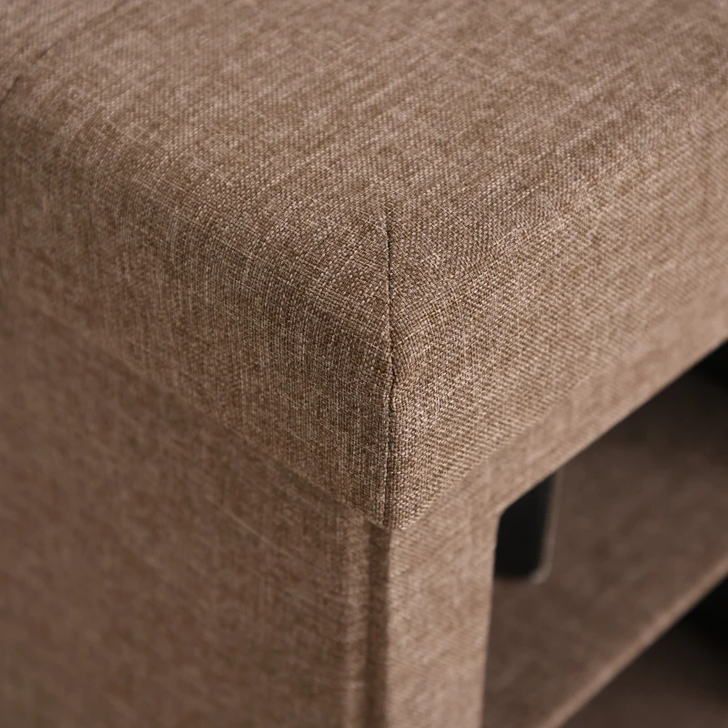 HOMCOM Modern Folding Shoe Storage Bench with Flipping Lid, Ottoman Bench for Bedroom & Hallway with 9 Cubes, Brown