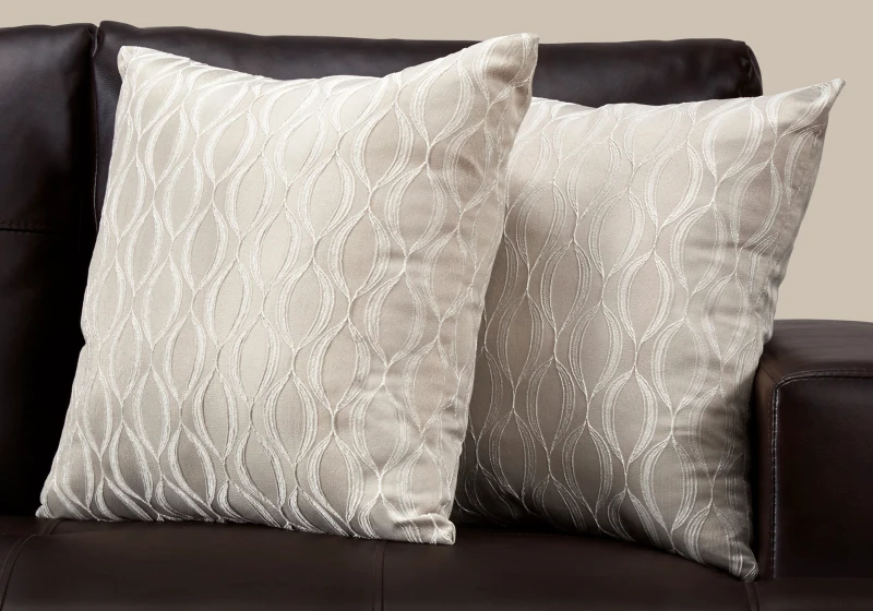 Monarch 18" x 18" Wave Pattern Throw Pillow (Set of 2) - Taupe
