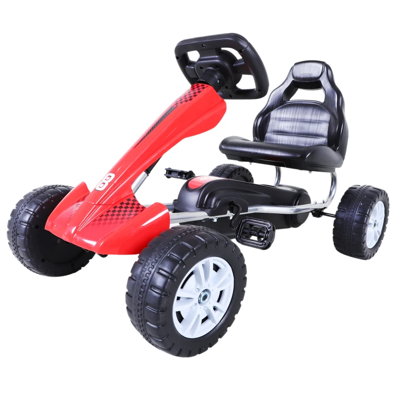 Aosom Durable Pedal Go Kart Racing Style Children Ride on Car Outdoor Racer Red