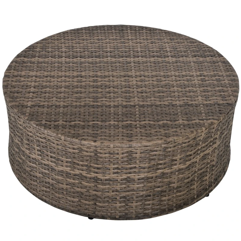 Outsunny 8 Piece Outdoor Rattan Sofa, Half Round Patio Furniture Set with Side Tables, Umbrella Hole, and Cushions, Mixed Kahki and Mixed Gray