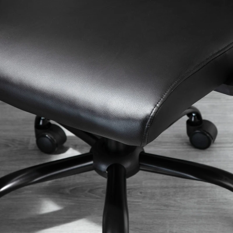 Vinsetto Morden High-Back Office Chair Faux Leather Rocking Swivel Computer Home Desk Chair with Adjustable Height, Metal Legs, Armrest, Wheels, Black