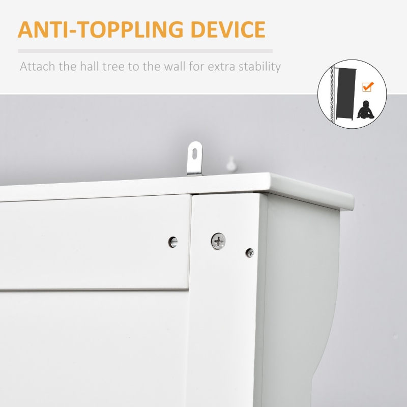 Homcom 71 3 In 1 Hall Tree Storage Bench And Coat Rack With 5 Steel Double Hooks Anti Topple Anchor For Entryway White Aosom Hall Tree Storage Bench And Coat Rack, Homcom 71 Hall Tree With Storage Bench And Coat Rack