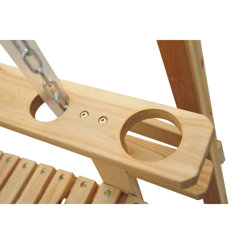 Outsunny 5ft Wooden Porch Swing Chair Seat Hanging Bench FSC Certificated Wood Deck with Chain