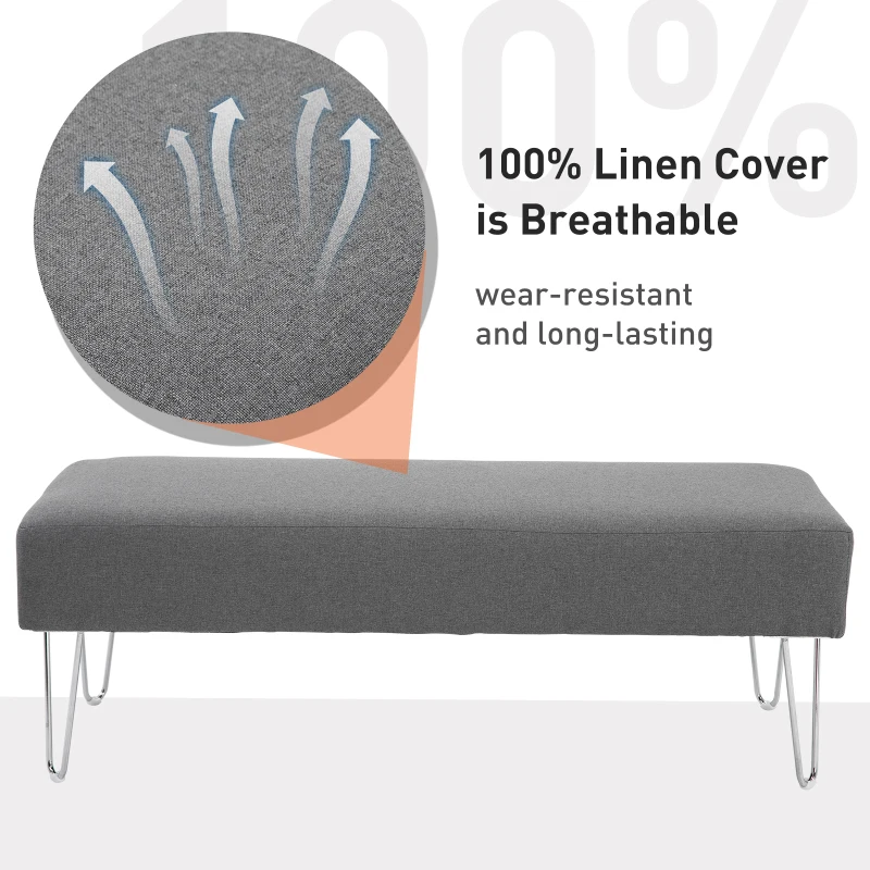 HOMCOM Upholstered Bed end Bench Footrest Stool Upholstered Ottoman Entryway Linen