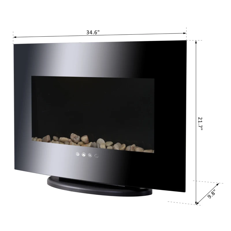 HOMCOM Wall Mounted / Free Standing Electric Fireplace 750W/1500W Black