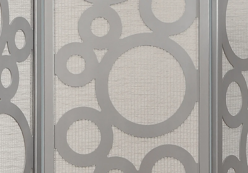 Monarch 3-Panel Contemporary Bubble Design Folding Privacy Screen Room Divider - Silver Wood Frame