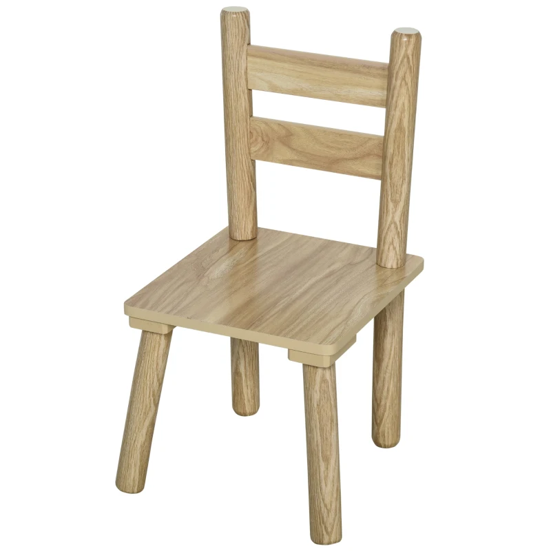 Qaba Kids Wooden Table and Chair Set, Play Activity Table for Arts, Crafts, Dinning, and Reading for Toddlers Age 2 to 5, Natural Wood