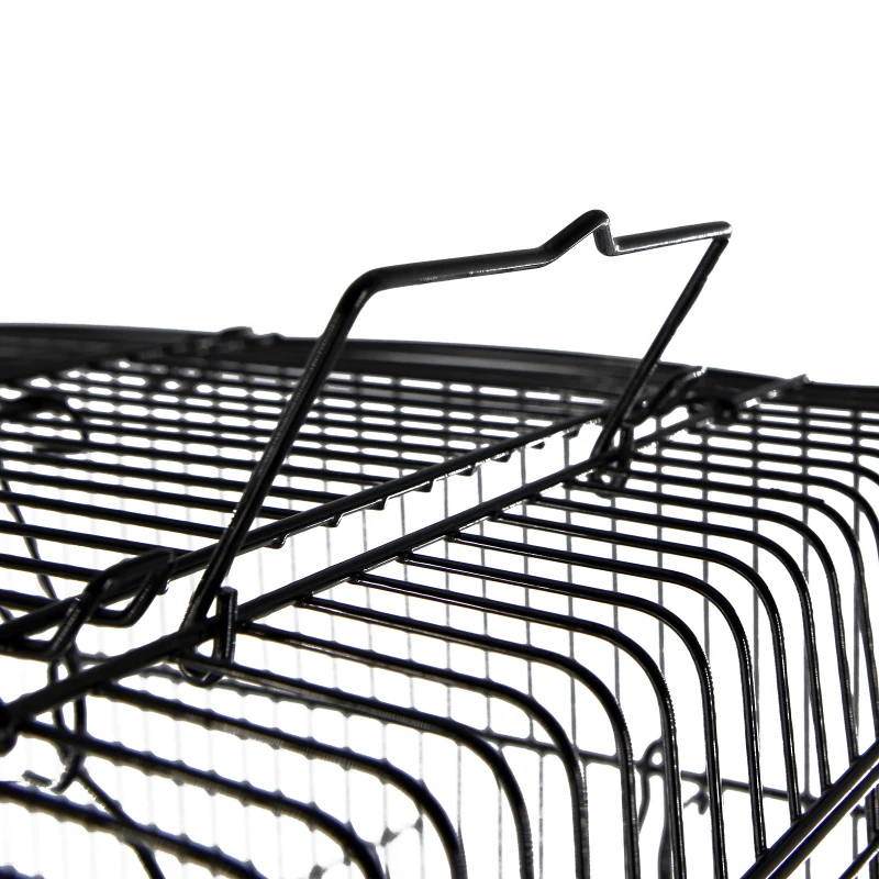 PawHut 28"H Steel Bird Cage with Open Play Top, Perch, Feeding Bowl for Parrot Lovebirds Parakeets Cockatiels - Black