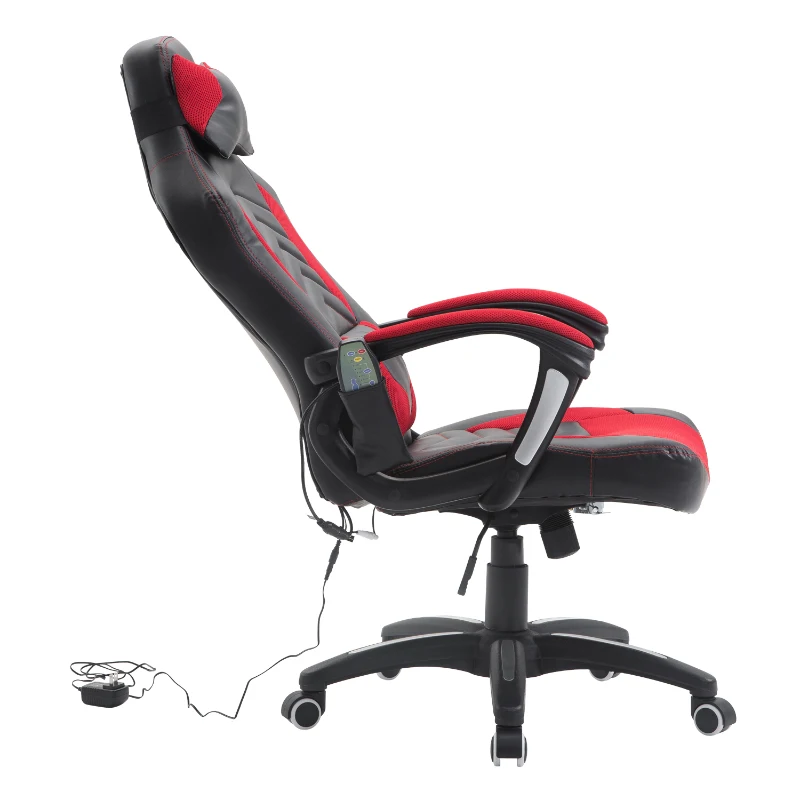 HOMCOM Ergonomic Massage Office Chair Heated Vibrating Swivel Computer Seat with Pillow and Lumbar Support