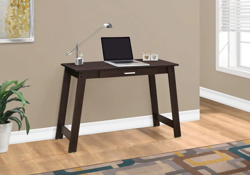 Monarch 42" Contemporary Rustic Wood-look Computer Writing Desk with Drawer - Cappuccino