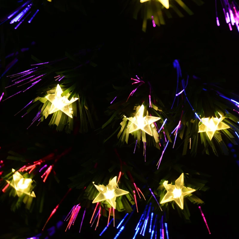 Open Box HOMCOM 6ft Tall Pre-Lit Artificial Fiber Optic LED Lighted Christmas Tree