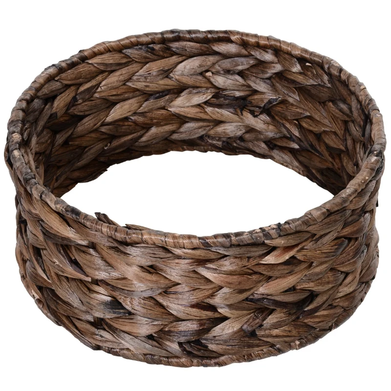 PawHut Handwoven Elevated Cat Bed with Rotating Basket and Soft Cushion, Wicker Cat Egg Chair with Stand, Brown