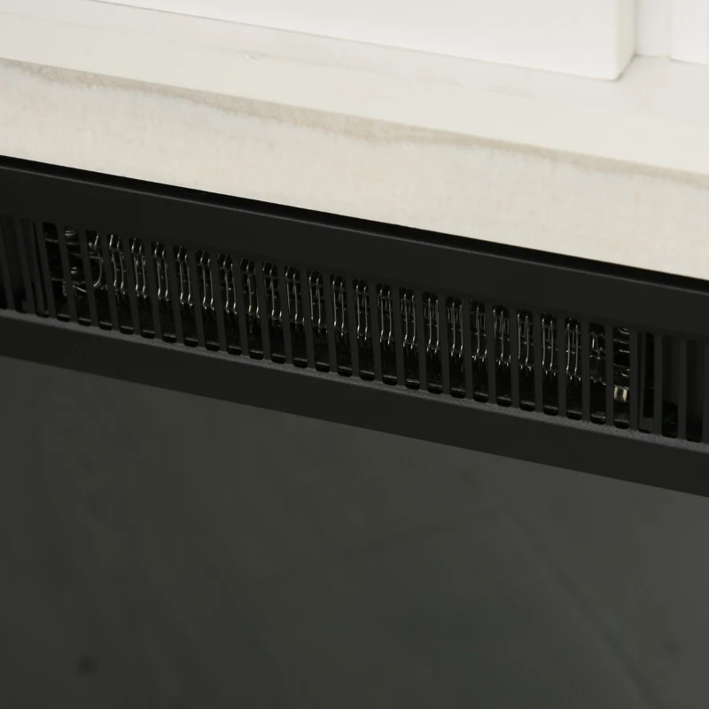 HOMCOM 45.25" W x 36.5" H Electric Fireplace Mantel TV Stand, Media Console Center Cabinet with 2 Cabinets with 2 Adjustable Shelves, and Remote Control, White