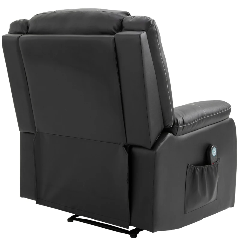 HOMCOM Vibrating Massage PU Leather Recliner Chair with Footrest, Remote Control, and 8 Massaging Points, Black
