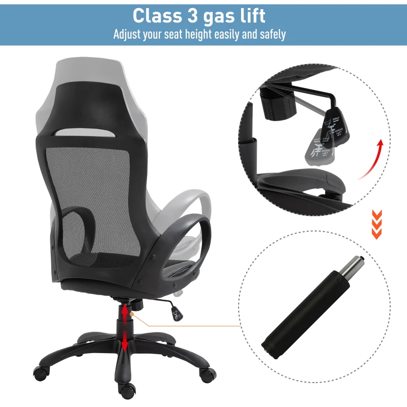 Vinsetto Executive Racing Chair Rocking Chair Adjustable Padded Seat with Wheels Black