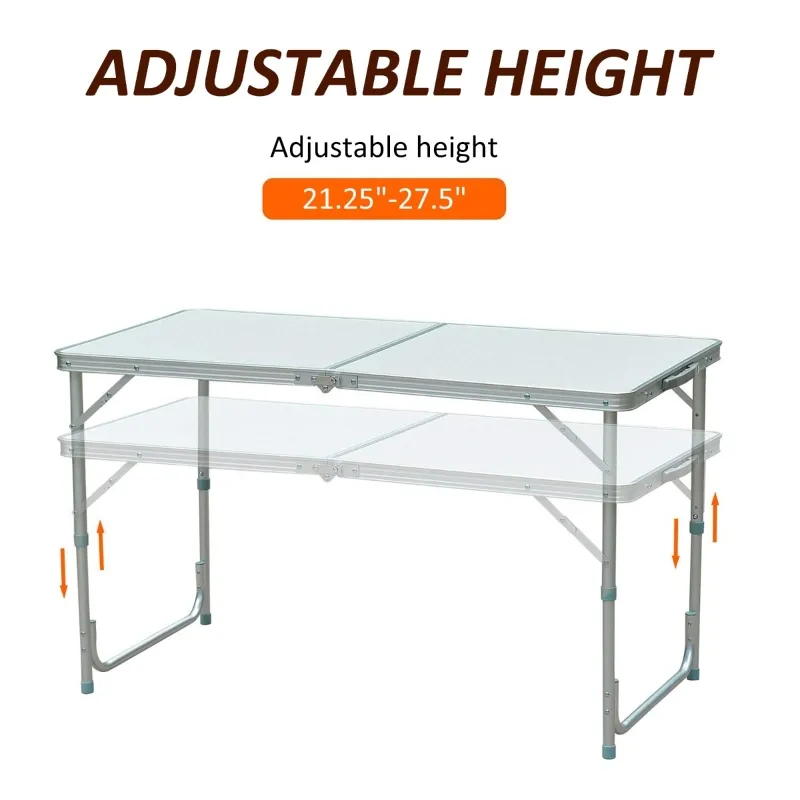 Outsunny 47" Aluminum Lightweight Portable Folding Easy Clean Camping Table with Carrying Handle