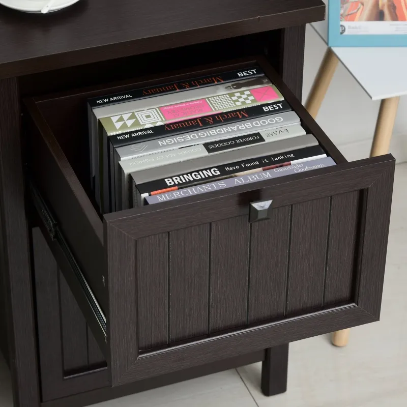 HOMCOM Vintage Executive Computer Desk, Home Office Work station, Student Table with Cabinet & 3 Drawers for Hanging Files, Brown