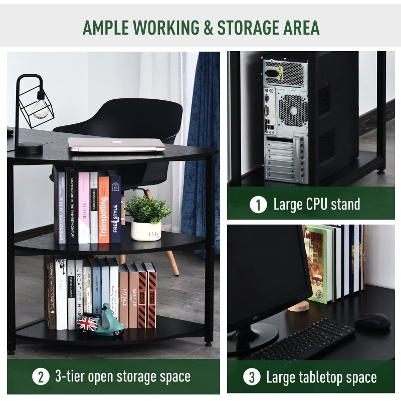 HOMCOM 2 Piece 65" Computer Desk Set Free-Combination Home Office Furniture Black