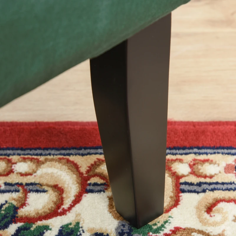 HOMCOM Retro High Back Upholstered Accent Chair Armless Velvet Living Room Chair with Curved Backrest and Birch Legs, Green