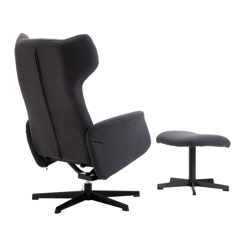 HOMCOM Recliner Ottoman Set Swivel Armchair Lounge Adjustable Backrest Padded Seat Footstool Living Room Grey