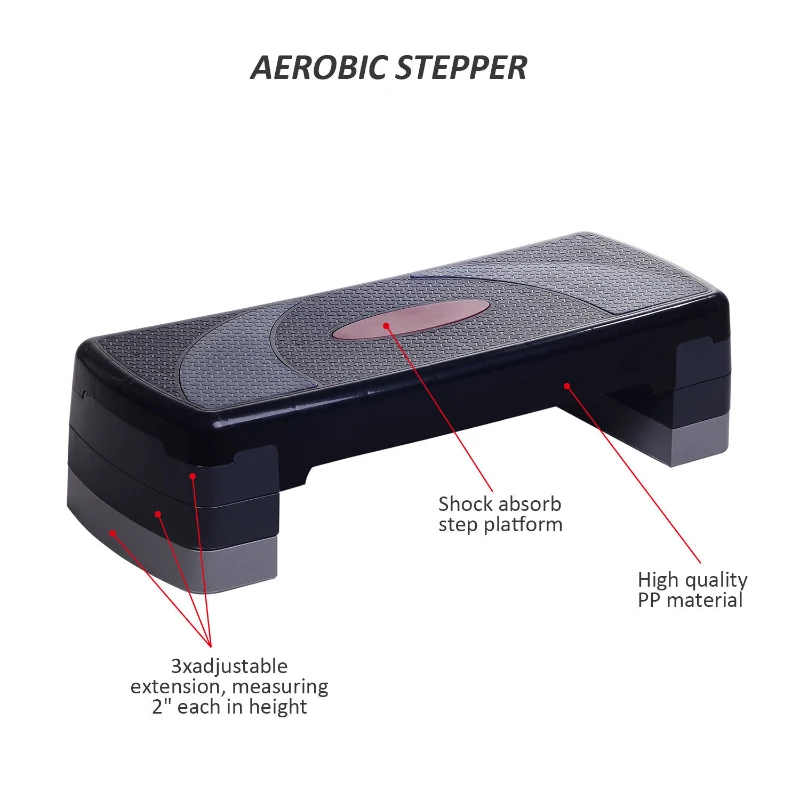 Soozier 30.5" Aerobic Step Adjustable Balance Stepper Fitness Workout 3 Position - 4" - 6" - 8"