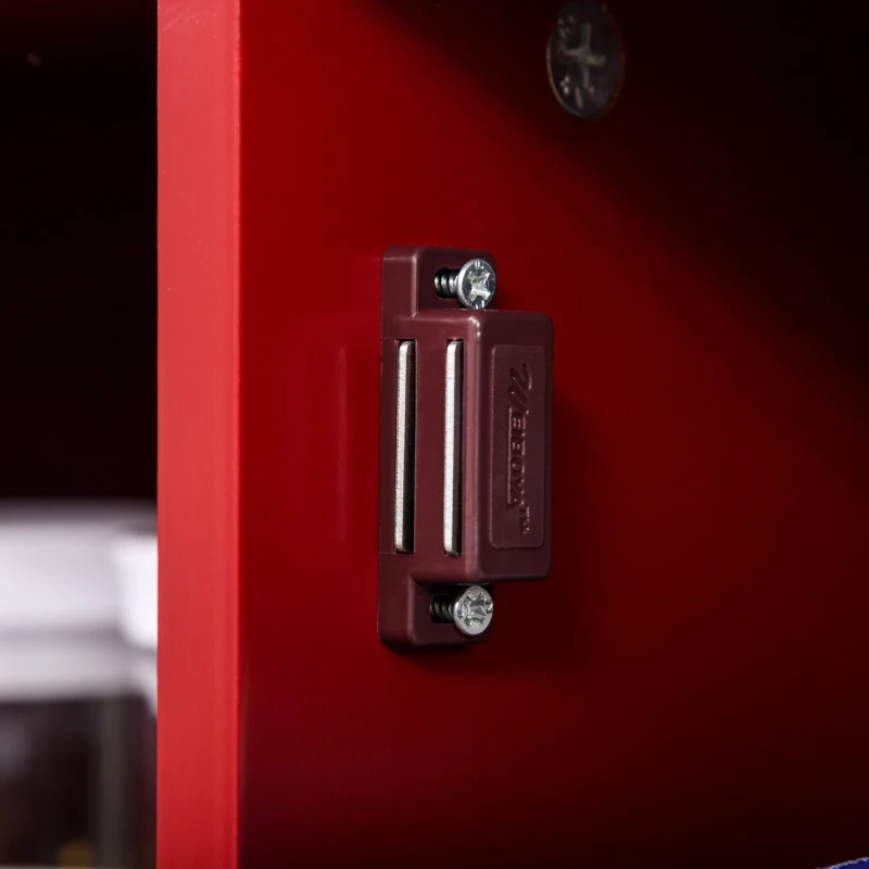 HOMCOM Sideboard, Glass Door Serving Buffet Cabinet, Liquor Cabinet with 12 Bottle Wine Rack, Red