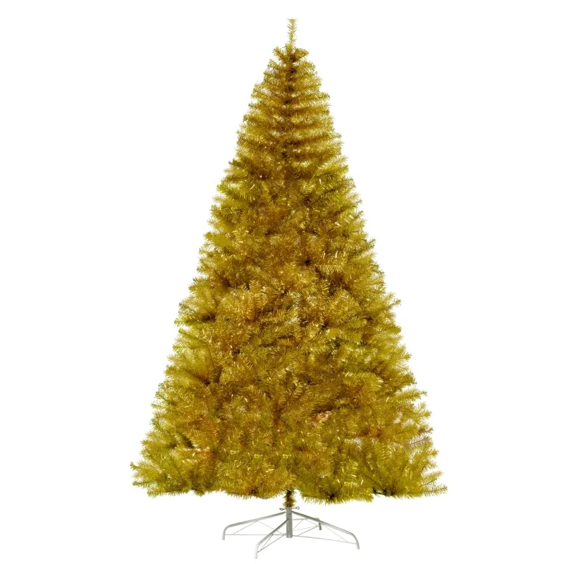 HOMCOM 7.5FT Artificial Christmas Tree Collapsible Golden Xmas Tree for Holiday Carnival Party Decorations