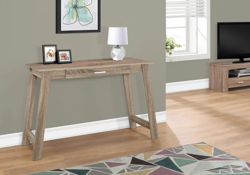 Monarch 42" Contemporary Rustic Wood-look Computer Writing Desk with Drawer - Dark Taupe