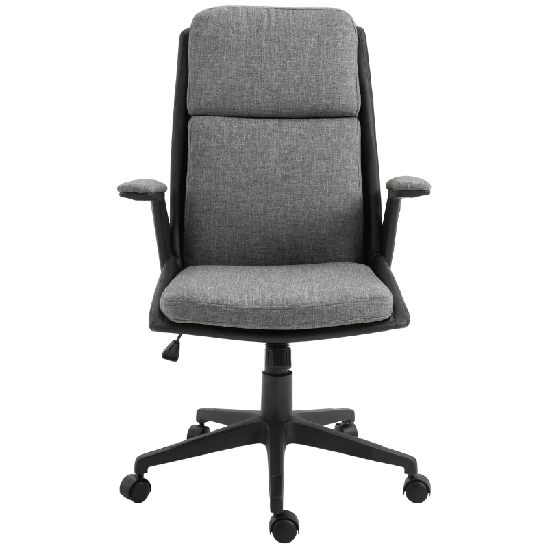 Vinsetto High Back Office Chair Computer Swivel Rolling Task Chair with Height Adjustable Comfortable with Armrests, Black/Deep Grey
