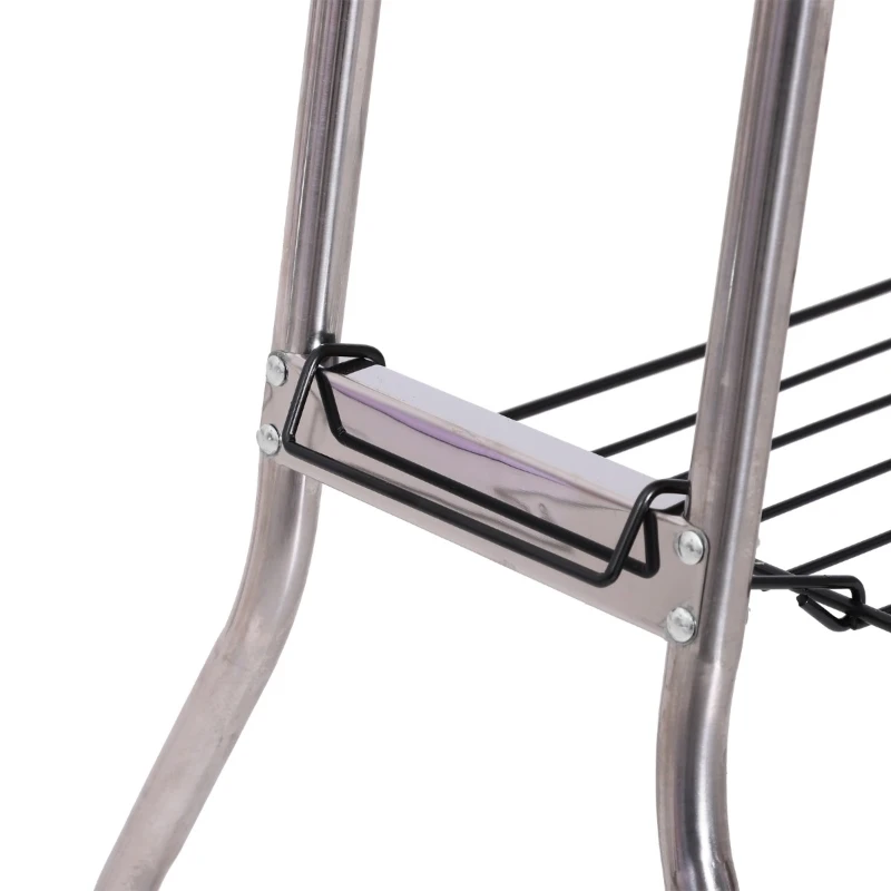 Outsunny Charcoal Barbecue Grill Stainless Steel Portable Folding Charcoal BBQ Grill Stainless Steel Camp Picnic Cooker