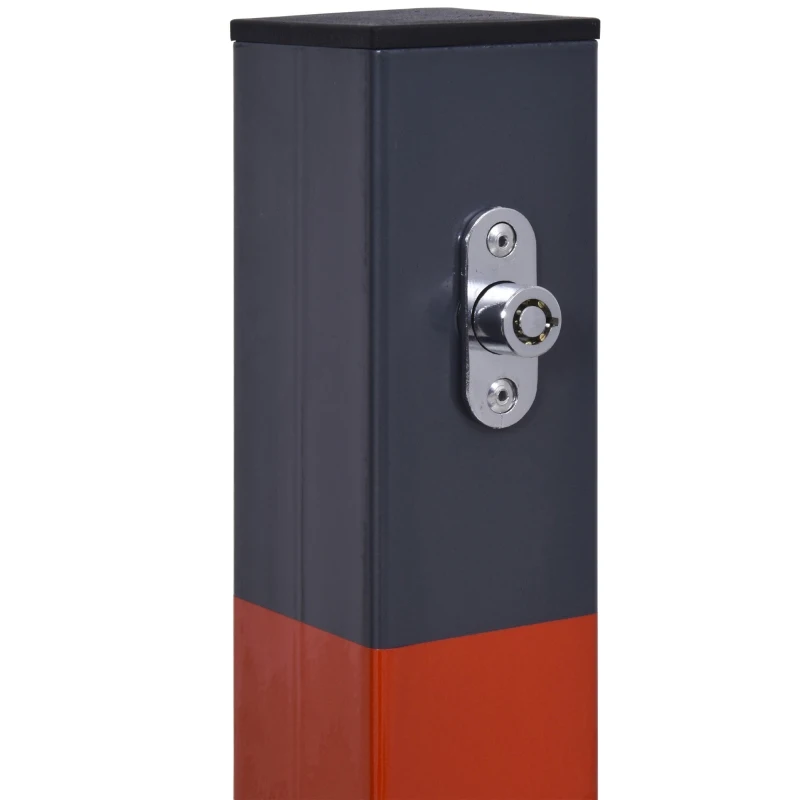 DURHAND Folding Parking Barrier With Reflective Stickers, Car Parking Space Post Lock Manual Parking Blocker Steel