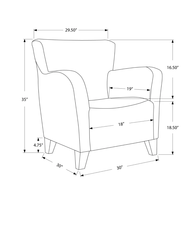 Monarch Europa Brushed Velvet Wing Back Accent Chair - Brown