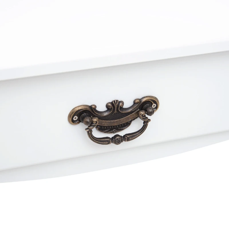 HOMCOM Vanity Table Set with Mirror and 3 Drawers, 360° Rotatable Wooden Makeup Dressing Table with Large Padded Stool, Gift for Women Girls, White